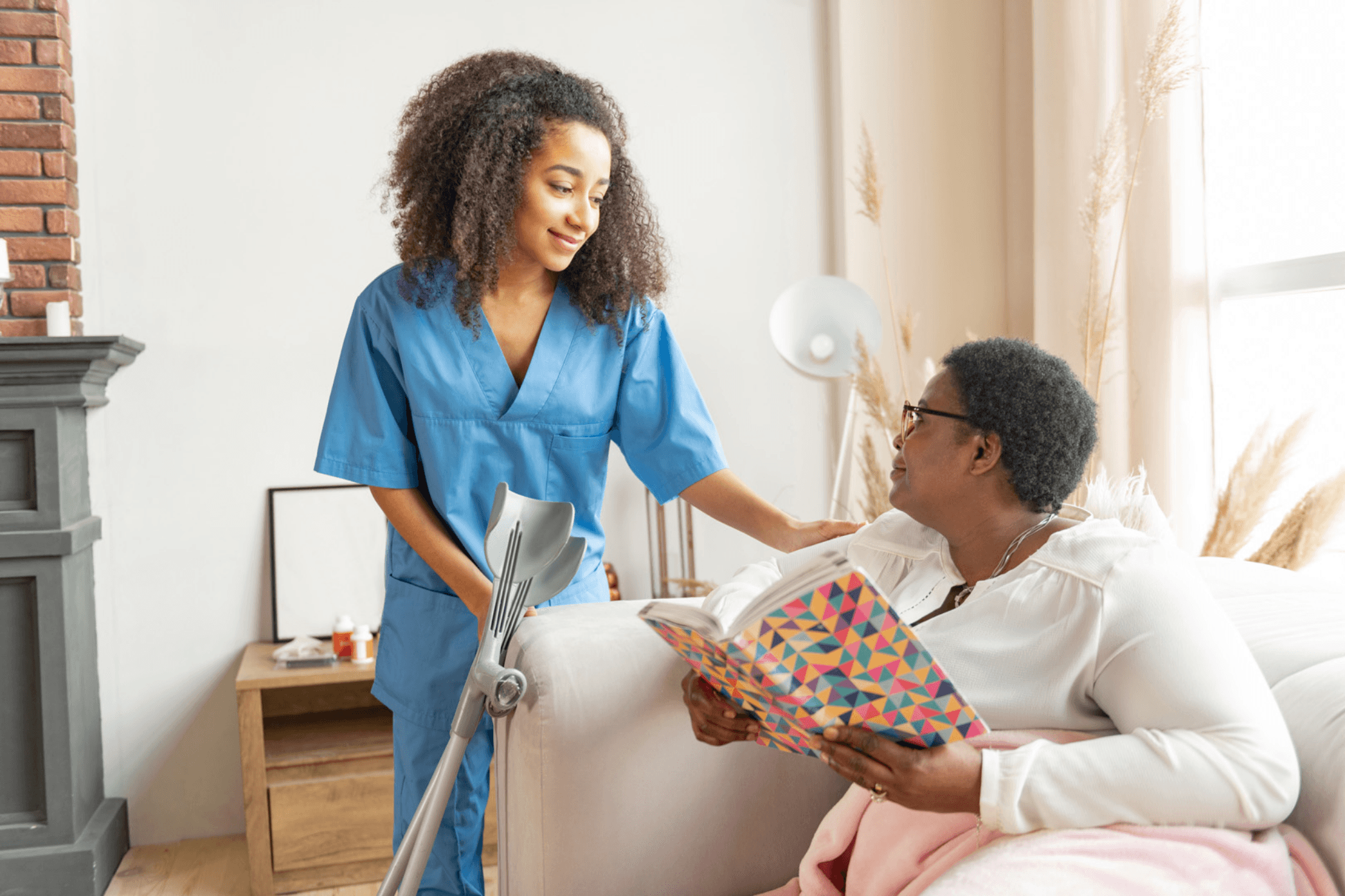 Carer spending time with a client